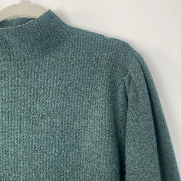 August Sky Forrest Green Mock Neck Balloon Sleeve Sweater Dress Size Large NWOT - Picture 9 of 14